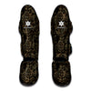 Black And Gold Lotus Pattern Print Muay Thai Shin Guard