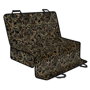 Black And Gold Lotus Pattern Print Pet Car Back Seat Cover