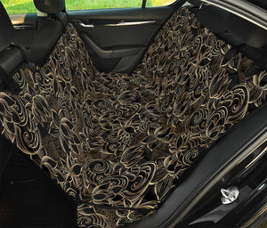 Black And Gold Lotus Pattern Print Pet Car Back Seat Cover