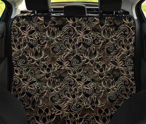 Black And Gold Lotus Pattern Print Pet Car Back Seat Cover