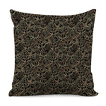 Black And Gold Lotus Pattern Print Pillow Cover
