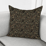 Black And Gold Lotus Pattern Print Pillow Cover