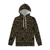 Black And Gold Lotus Pattern Print Pullover Hoodie