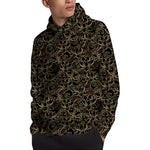 Black And Gold Lotus Pattern Print Pullover Hoodie