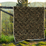 Black And Gold Lotus Pattern Print Quilt