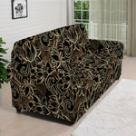 Black And Gold Lotus Pattern Print Sofa Cover