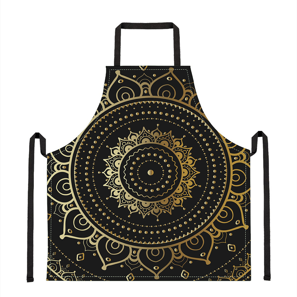 Black And Gold Mandala Print Apron