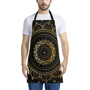 Black And Gold Mandala Print Apron