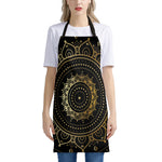 Black And Gold Mandala Print Apron