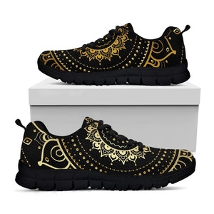 Black And Gold Mandala Print Black Sneakers