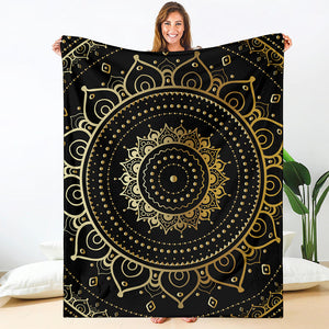 Black And Gold Mandala Print Blanket