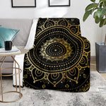 Black And Gold Mandala Print Blanket