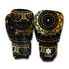 Black And Gold Mandala Print Boxing Gloves