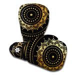 Black And Gold Mandala Print Boxing Gloves