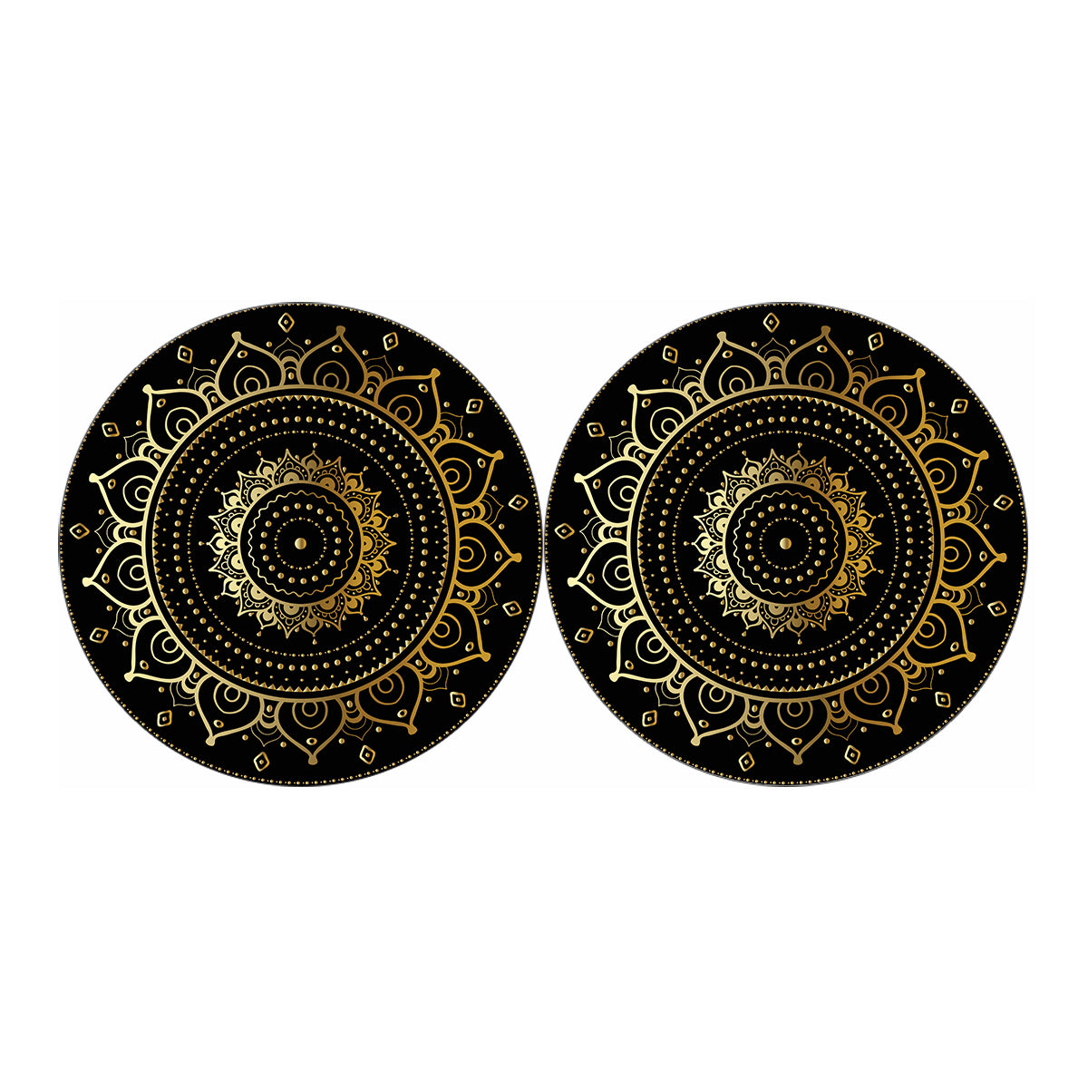 Black And Gold Mandala Print Car Coasters