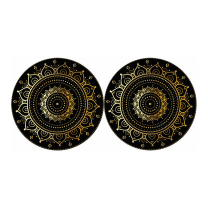 Black And Gold Mandala Print Car Coasters