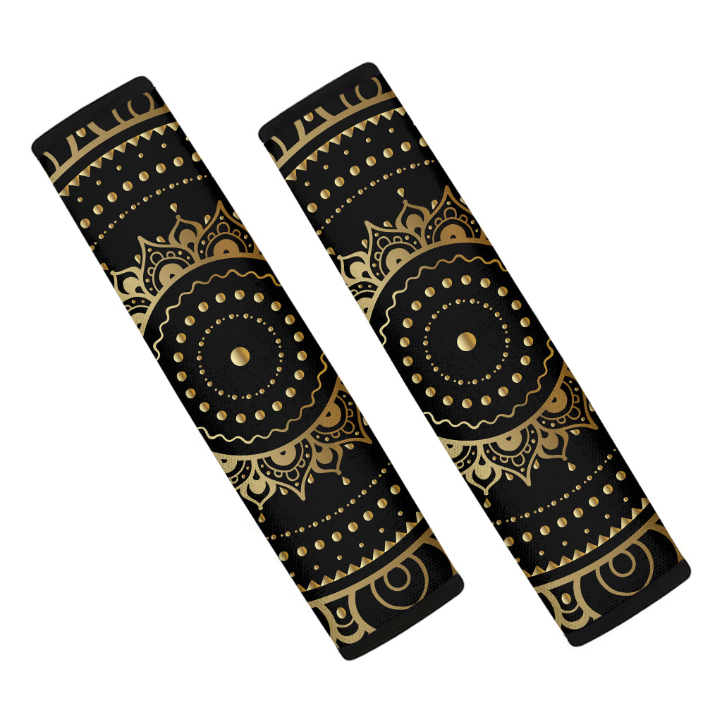 Black And Gold Mandala Print Car Seat Belt Covers