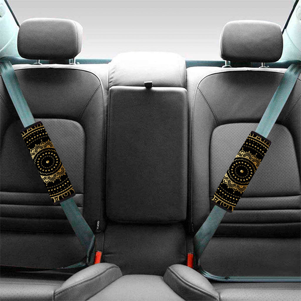 Black And Gold Mandala Print Car Seat Belt Covers