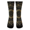 Black And Gold Mandala Print Crew Socks