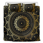 Black And Gold Mandala Print Duvet Cover Bedding Set