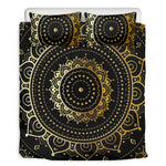 Black And Gold Mandala Print Duvet Cover Bedding Set