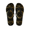 Black And Gold Mandala Print Flip Flops