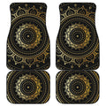 Black And Gold Mandala Print Front and Back Car Floor Mats
