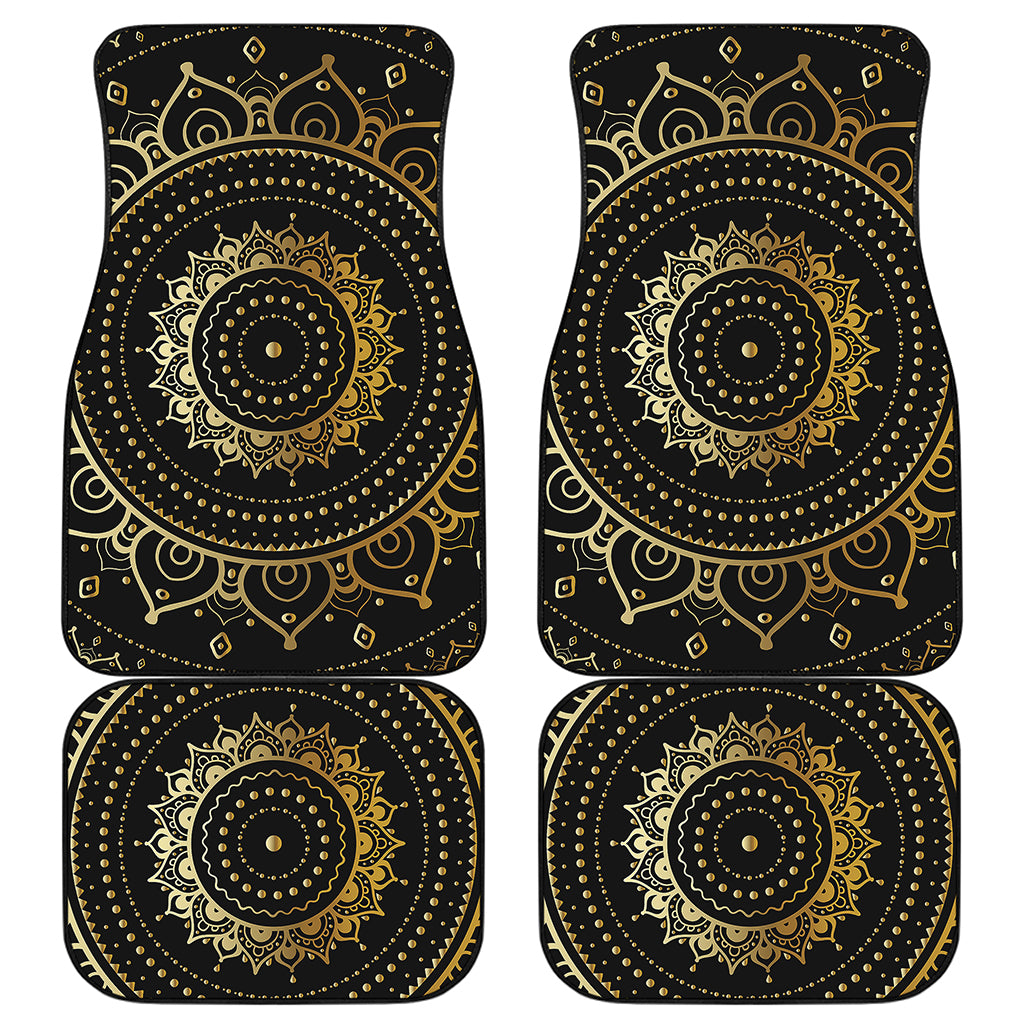 Black And Gold Mandala Print Front and Back Car Floor Mats