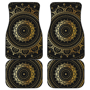 Black And Gold Mandala Print Front and Back Car Floor Mats