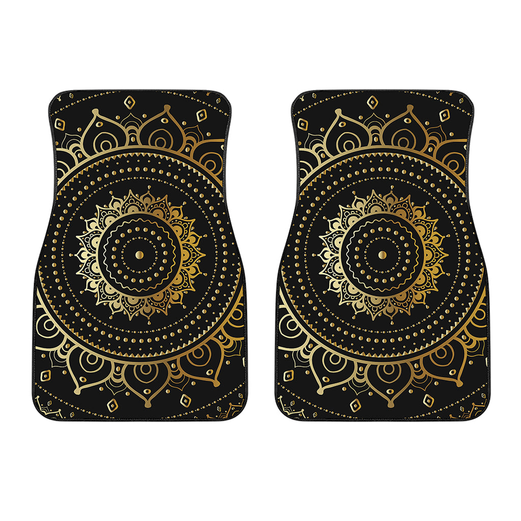 Black And Gold Mandala Print Front Car Floor Mats