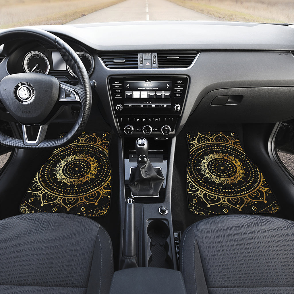 Black And Gold Mandala Print Front Car Floor Mats