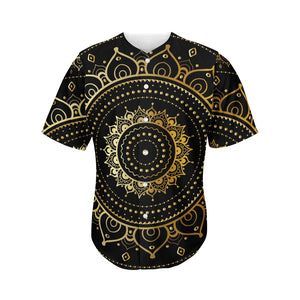 Black And Gold Mandala Print Men's Baseball Jersey