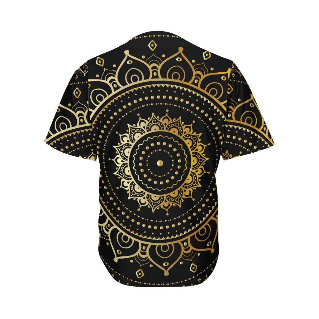 Black And Gold Mandala Print Men's Baseball Jersey