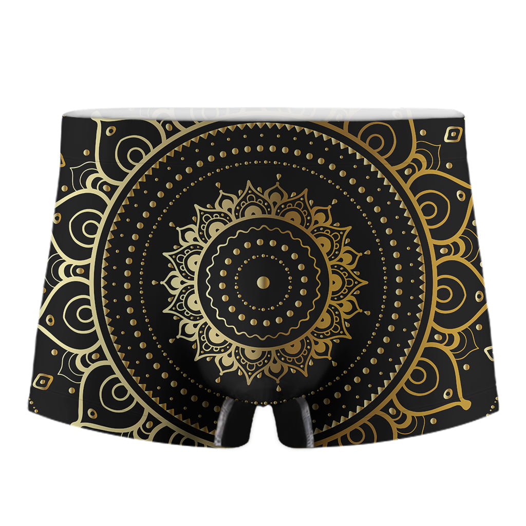 Black And Gold Mandala Print Men's Boxer Briefs