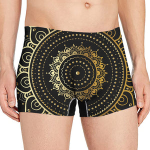 Black And Gold Mandala Print Men's Boxer Briefs