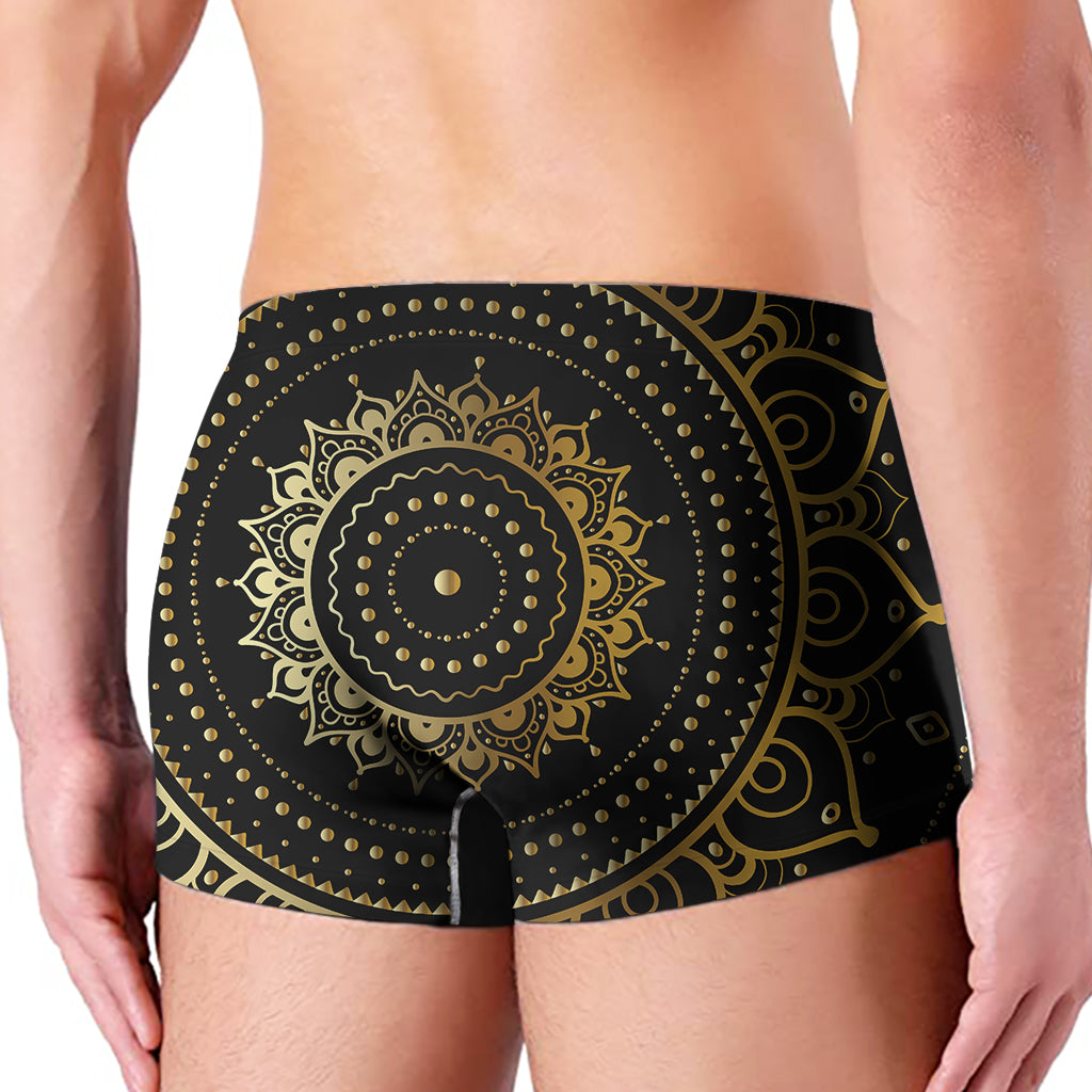 Black And Gold Mandala Print Men's Boxer Briefs