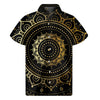 Black And Gold Mandala Print Men's Short Sleeve Shirt