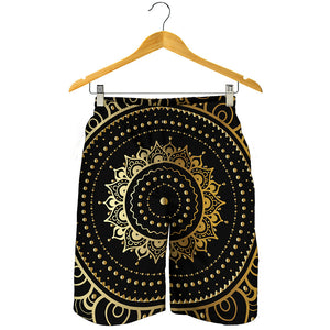 Black And Gold Mandala Print Men's Shorts