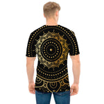 Black And Gold Mandala Print Men's T-Shirt