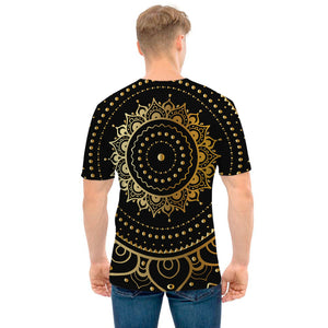 Black And Gold Mandala Print Men's T-Shirt