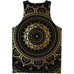 Black And Gold Mandala Print Men's Tank Top