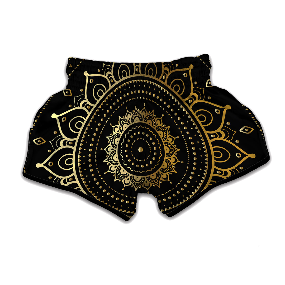 Black And Gold Mandala Print Muay Thai Boxing Shorts