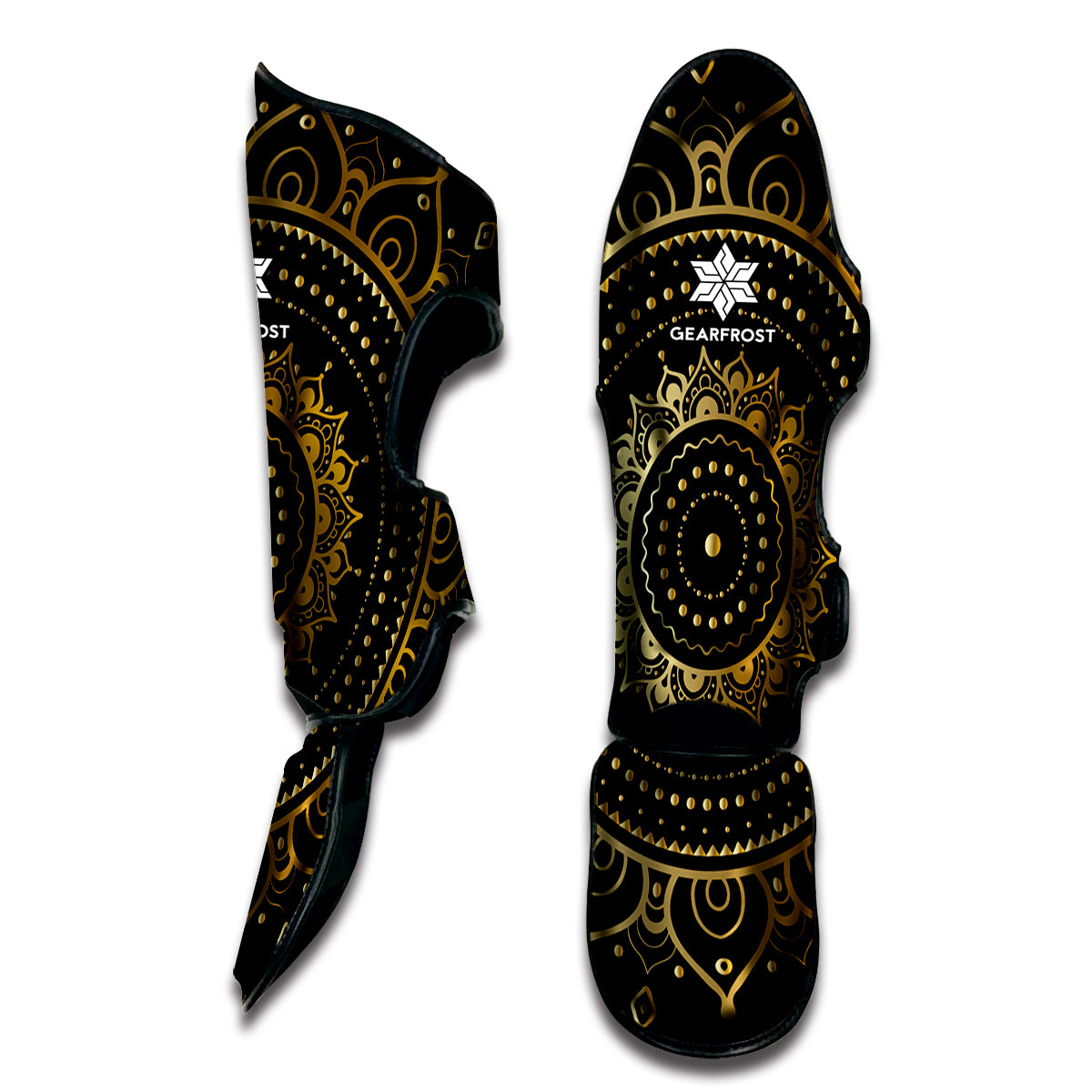 Black And Gold Mandala Print Muay Thai Shin Guard