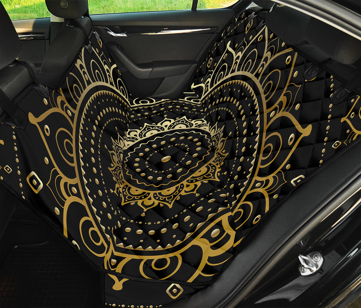 Black And Gold Mandala Print Pet Car Back Seat Cover