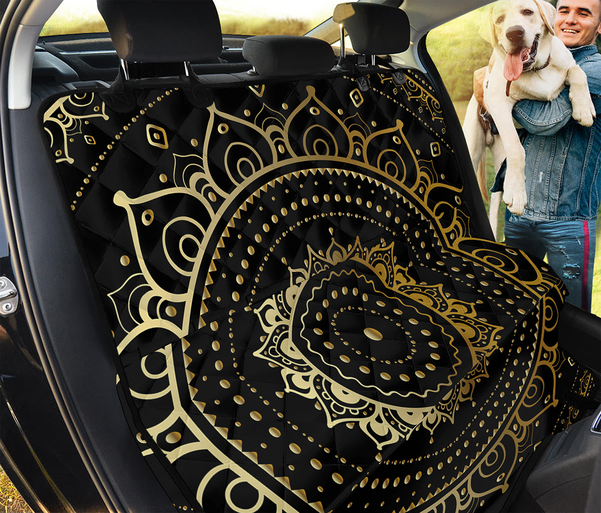 Black And Gold Mandala Print Pet Car Back Seat Cover