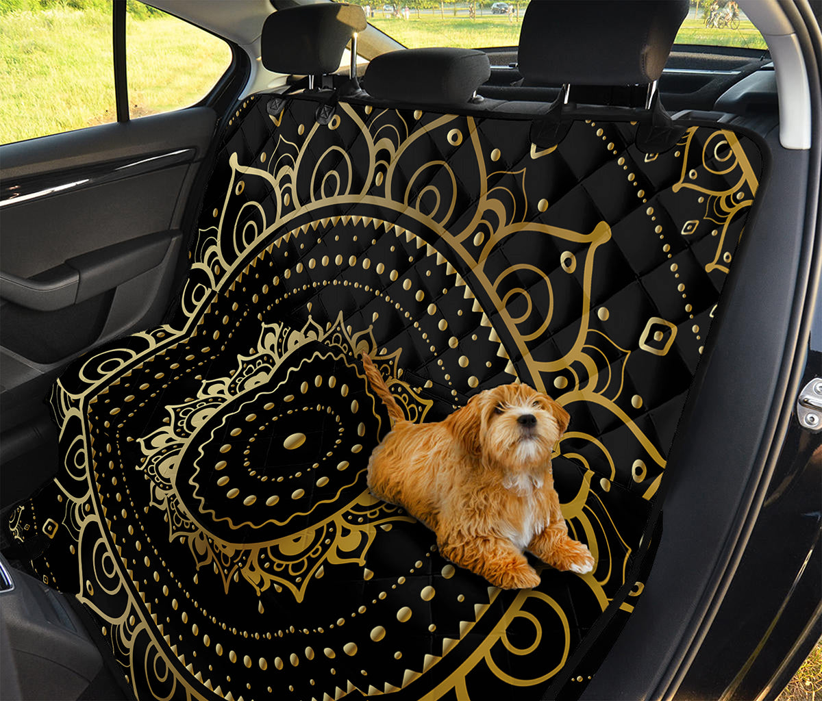 Black And Gold Mandala Print Pet Car Back Seat Cover