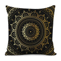 Black And Gold Mandala Print Pillow Cover