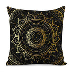 Black And Gold Mandala Print Pillow Cover