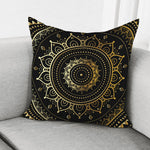 Black And Gold Mandala Print Pillow Cover