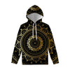 Black And Gold Mandala Print Pullover Hoodie